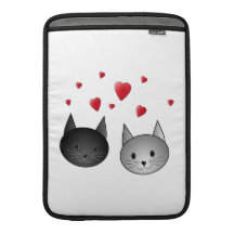 Cute Black and Grey Cats, with Hearts. Sleeve For MacBook Air