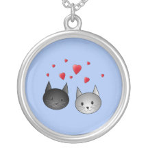 Cute Black and Grey Cats, with Hearts. Jewelry