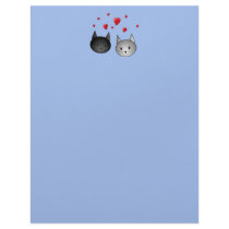 Cute Black and Grey Cats, with Hearts. Personalized Letterhead
