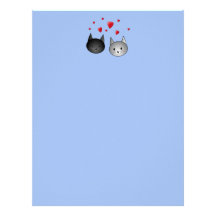 Cute Black and Grey Cats, with Hearts. Personalized Letterhead