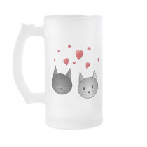 Cute Black and Grey Cats, with Hearts. Mug
