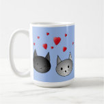 Cute Black and Grey Cats, with Hearts. Mug