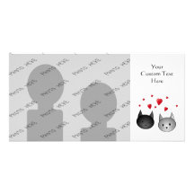 Cute Black and Grey Cats, with Hearts. Photo Cards