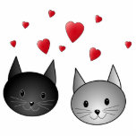 Cute Black and Grey Cats, with Hearts. Photo Sculpture