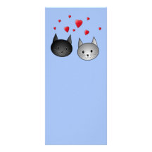 Cute Black and Grey Cats, with Hearts. Rack Card