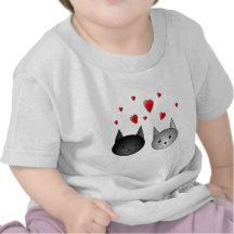 Cute Black and Grey Cats, with Hearts. Shirt