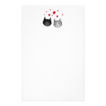 Cute Black and Grey Cats, with Hearts. Custom Stationery