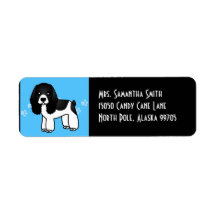 Cute Black and White Cocker Spaniel Cartoon Blue Custom Return Address Labels