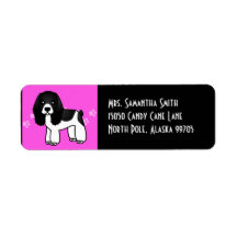 Cute Black and White Cocker Spaniel Cartoon Pink Custom Return Address Label