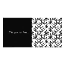 Cute Black and White Damask Customized Photo Card