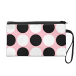 Cute Black and White Polka Dots on Pink Wristlet Purses