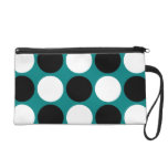 Cute Black and White Polka Dots on Teal Wristlets