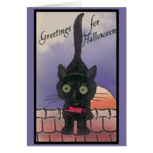 Cute Black Cat Halloween Cards