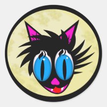 Cute Black Cat Moon Stickers