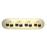 Cute Black Cats with Hearts, on cream. Skateboards