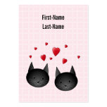 Cute Black Cats with Hearts, on pale pink. Custom Business Card Template