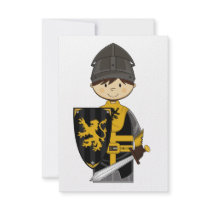 Cute Black Crusader Knight RSVP Card Custom Invitation