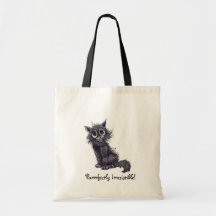 Cute Black Kitty saying Purrrfectly Irresistable Canvas Bag