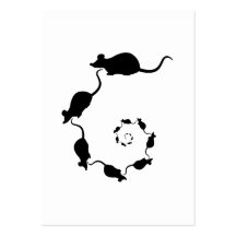 Cute Black Mouse Design. Spiral of Mice. Business Card Templates