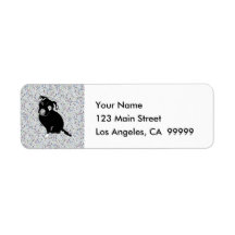 Cute Black Pitbull Puppy on Raindrops Pattern Return Address Label