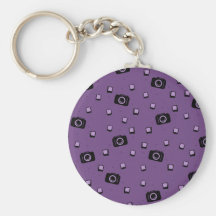 Cute Black Purple Photo Camera Pattern Key Chains