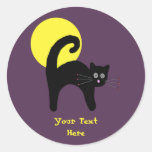 Cute Black Voodoo Cat Halloween Round Stickers