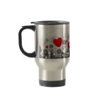 Cute Black/White/Grey Flowers w/Big Red Heart mugs