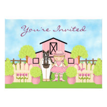 Cute Blond Cowgirl and Horse Birthday Invitation