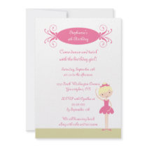 Cute blonde ballerina birthday party invitation