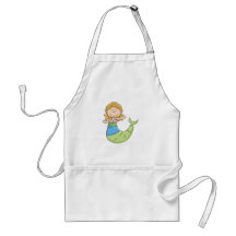 Cute Blonde Mermaid Girl Fish Design Apron