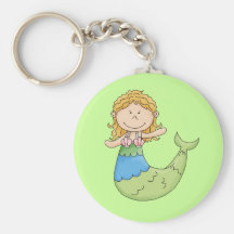 Cute Blonde Mermaid Girl Fish Design Keychains