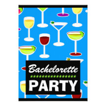 Cute Blue Alcoholic Drink Print Bachelorette Party Invites