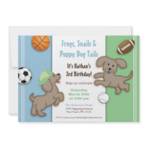 Cute Blue and Green Sporty Puppy Invitation