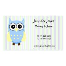 Cute Blue and Yellow Owl Calling Card Business Card