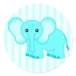 Cute Blue Baby Elephant Striped Stickers