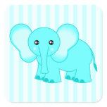 Cute Blue Baby Elephant Striped Stickers