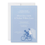 CUTE Blue Bicycle Couple Wedding Invitation