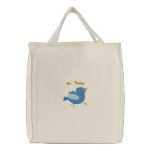Cute Blue Bird Embroider Design Perfect For Spring Embroidered Bag