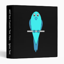 Cute Blue Bird. Parakeet. Black 3 Ring Binder