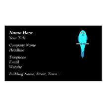 Cute Blue Bird. Parakeet. Black Business Card Template