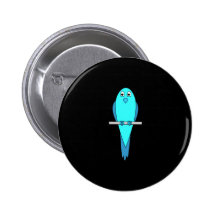 Cute Blue Bird. Parakeet. Black Buttons
