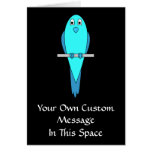 Cute Blue Bird. Parakeet. Black Cards
