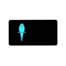 Cute Blue Bird. Parakeet. Black Custom Address Labels