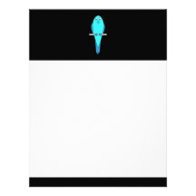 Cute Blue Bird. Parakeet. Black Letterhead Design