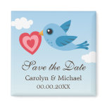 Cute blue bird with heart save the date magnet
