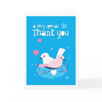 cute blue birds love very special thank you! cards by wickedgreetings
