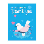 cute blue birds love very special thank you! post card