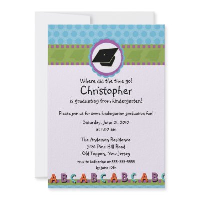 CUTE Blue Boys Kindergarten Graduation Invitation by celebrateitinvites