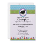 CUTE Blue Boys Kindergarten Graduation Invitation