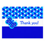 Cute Blue Butterfly Flat Thank You Note Cards Personalized Invitation